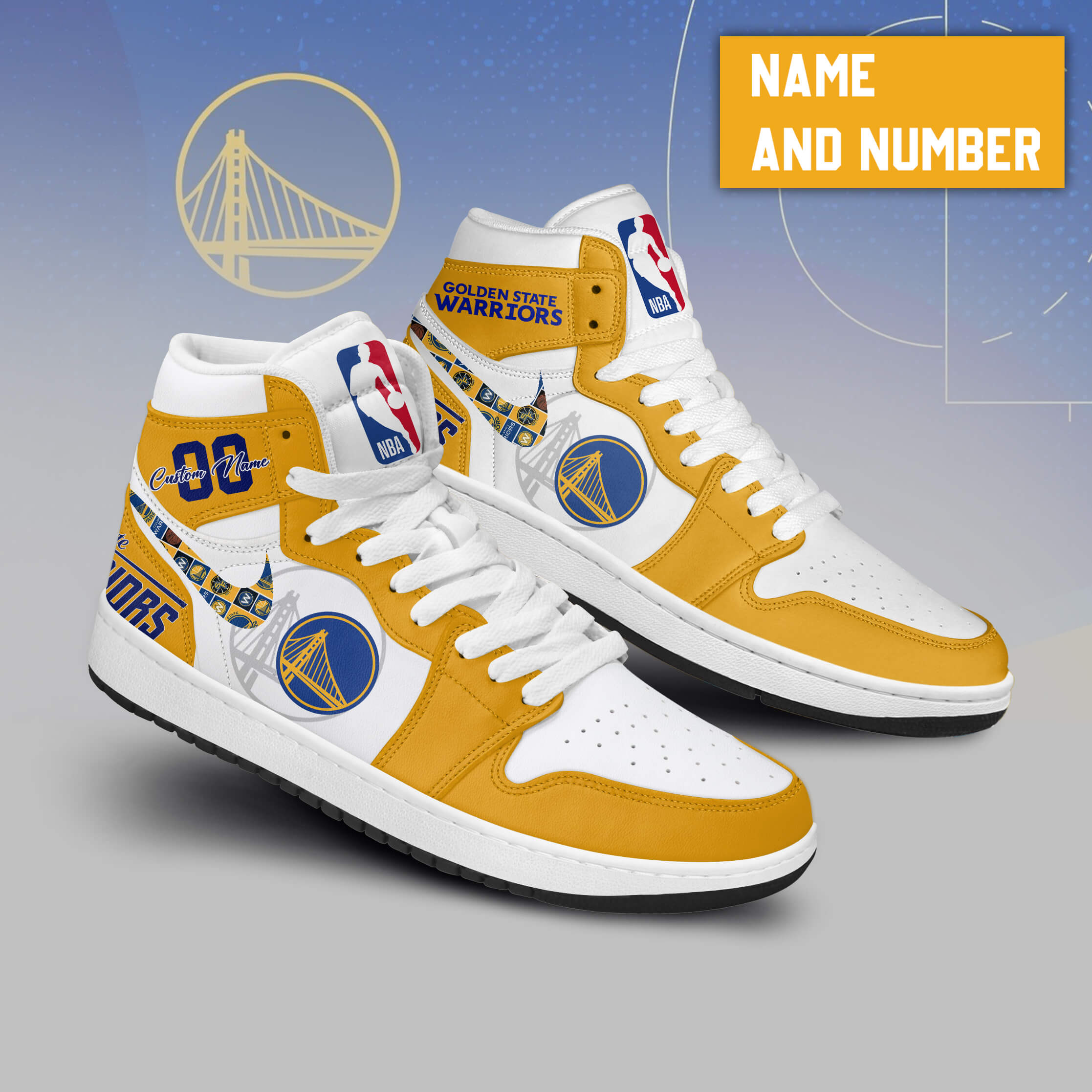 JWFancy Golden State Warriors AJ1 High Sneakers Shoes For Men And Women