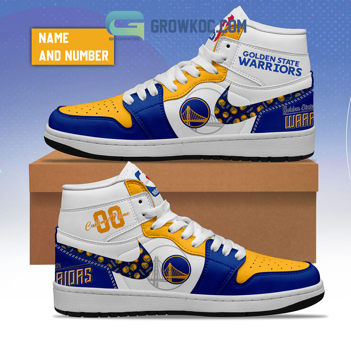 JWFancy Golden State Warriors AJ1 High Sneakers Shoes For Men And Women