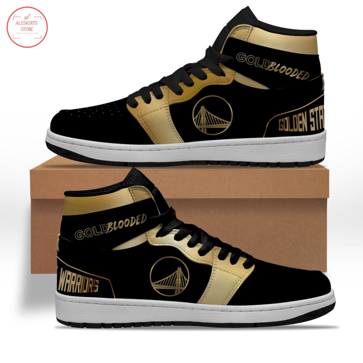 JWFancy Golden State Warriors NBA AJ1 High Sneakers Shoes For Men And Women