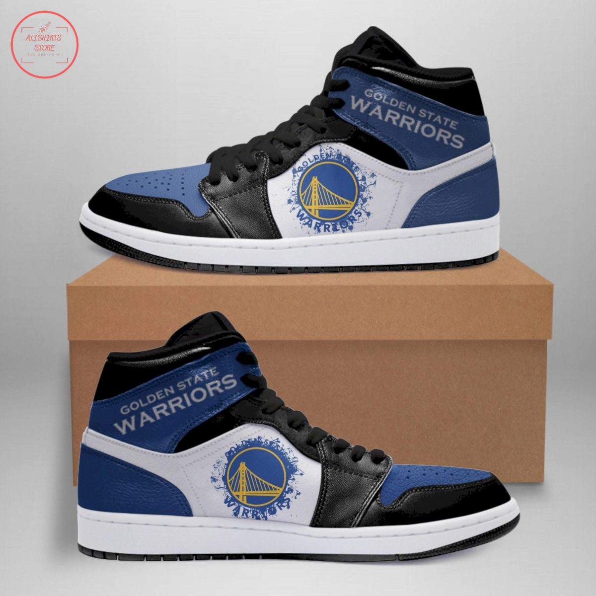 JWFancy Golden State Warriors NBA AJ1 High Sneakers Shoes For Men And Women