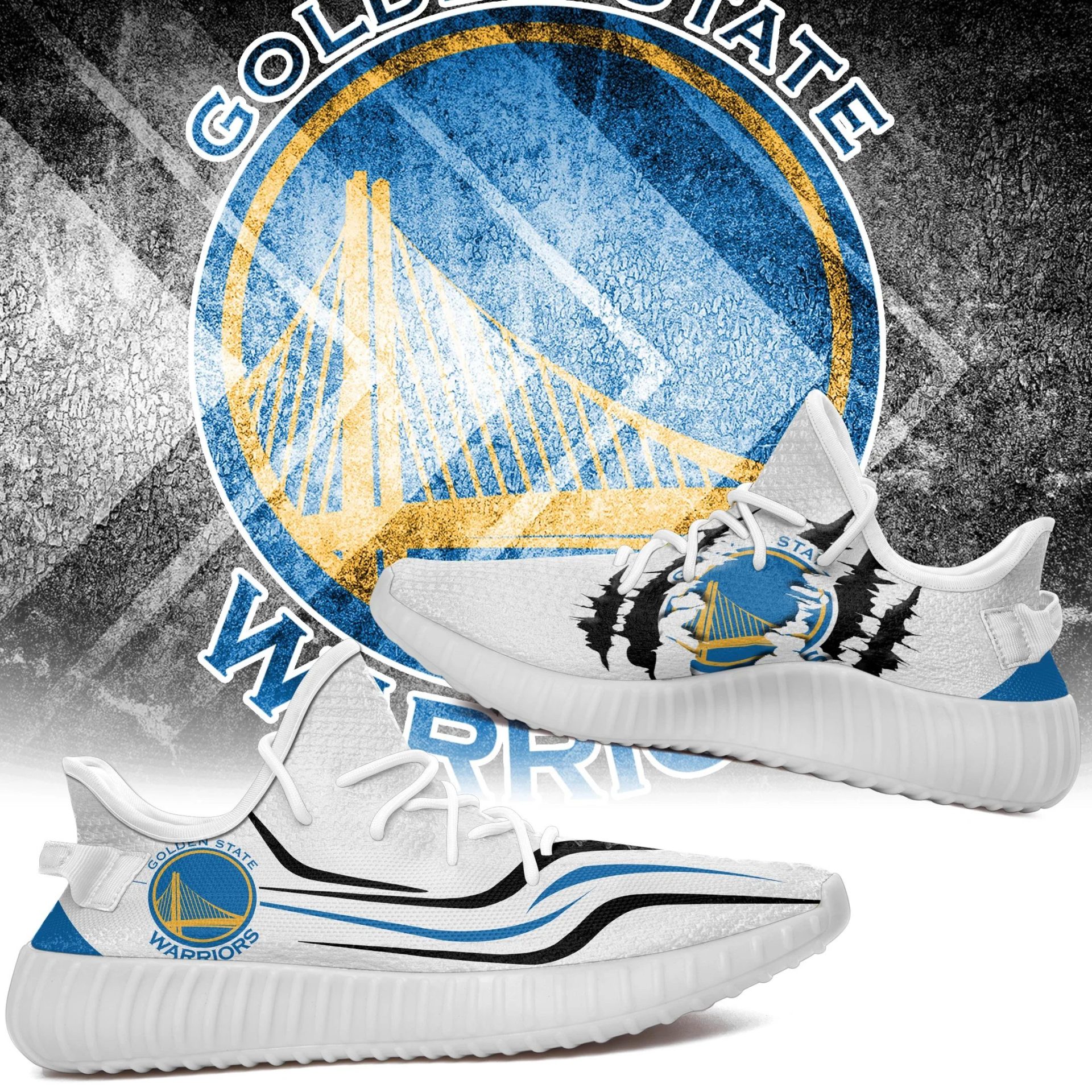 JWFancy Golden State Warriors Yeezy Boost Shoes For Men And Women