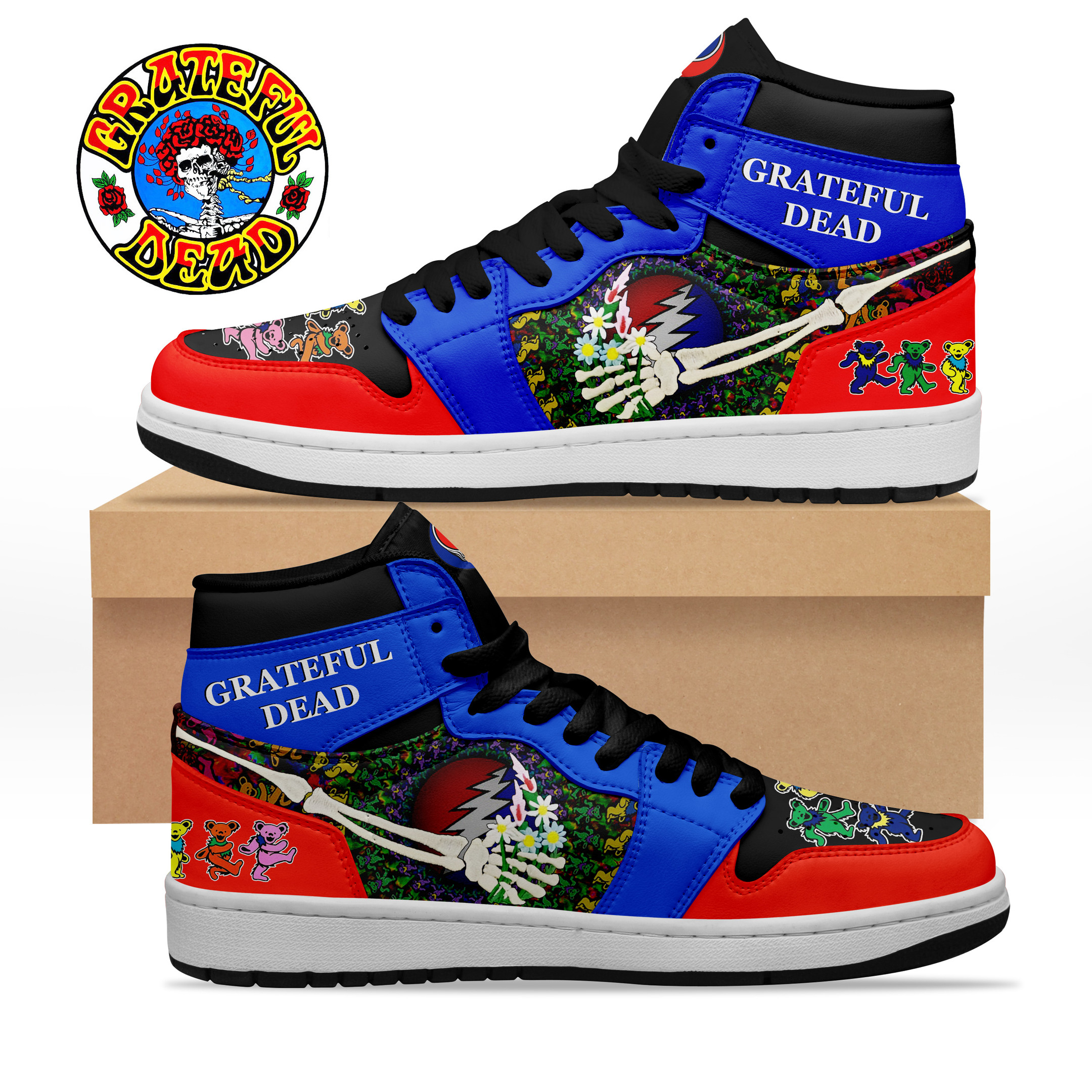 JWFancy Grateful Dead AJ1 High Sneakers Shoes For Men And Women