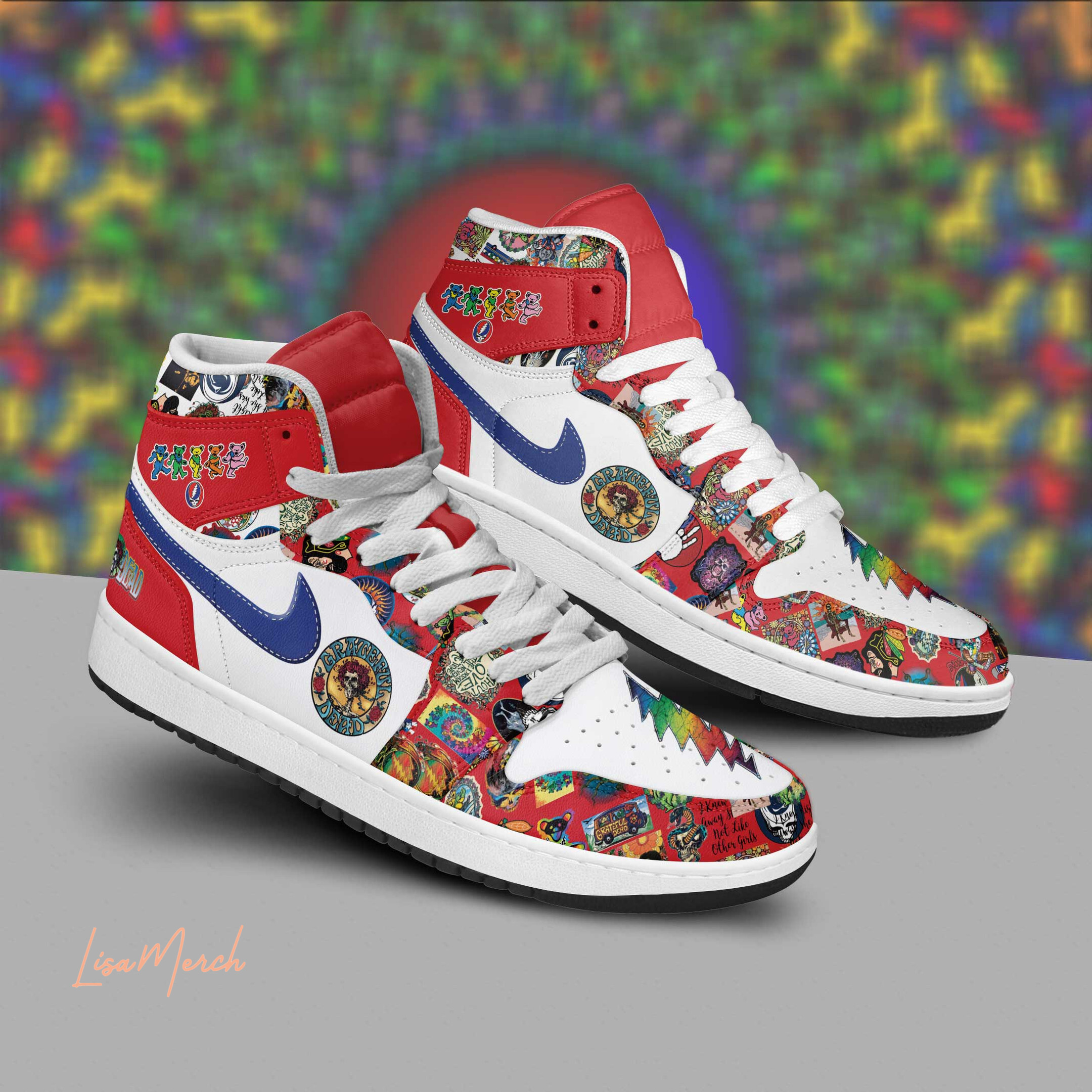 JWFancy Grateful Dead AJ1 High Sneakers Shoes For Men And Women