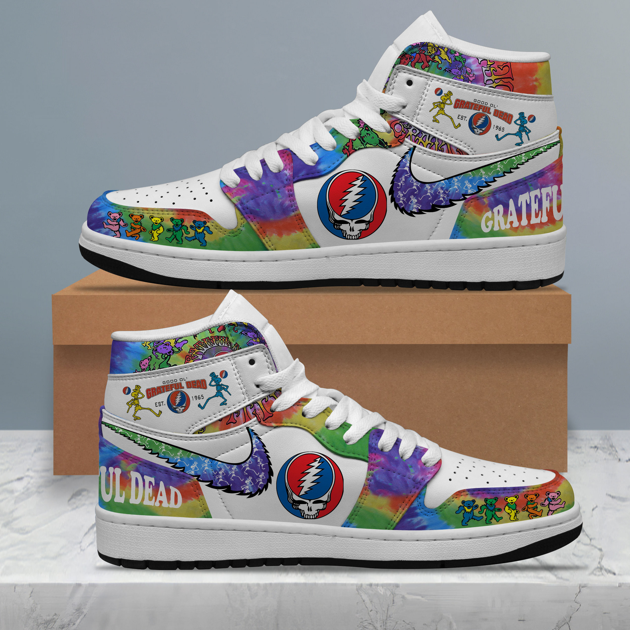 JWFancy Grateful Dead AJ1 High Sneakers Shoes For Men And Women