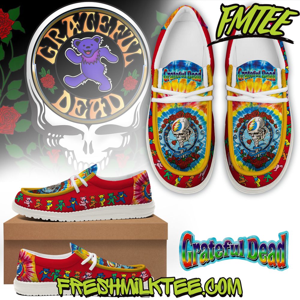 JWFancy Grateful Dead Hey Dude Shoes Wally Men's Lace Up Loafers Comfortable For Men And Women