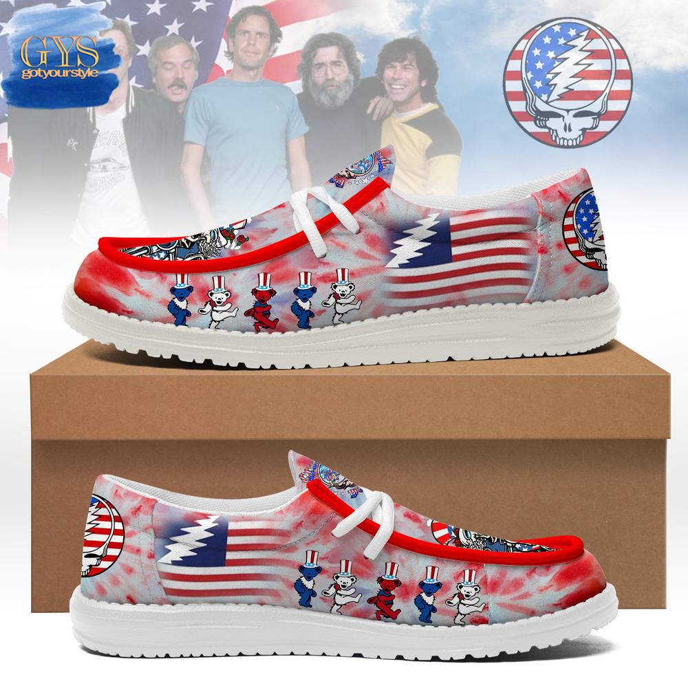 JWFancy Grateful Dead Hey Dude Shoes Wally Men's Lace Up Loafers Comfortable For Men And Women