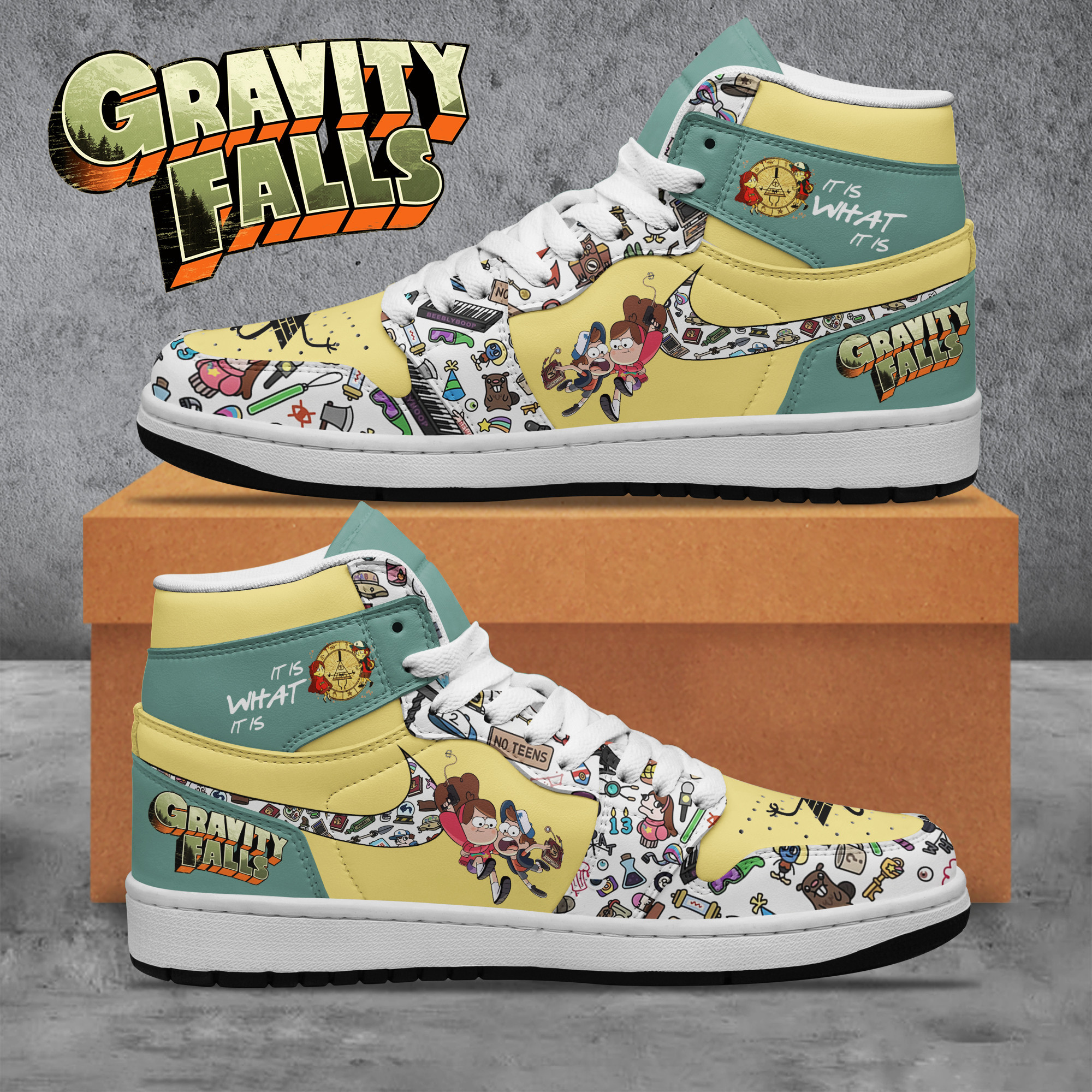 JWFancy Gravity Falls AJ1 High Sneakers Shoes For Men And Women