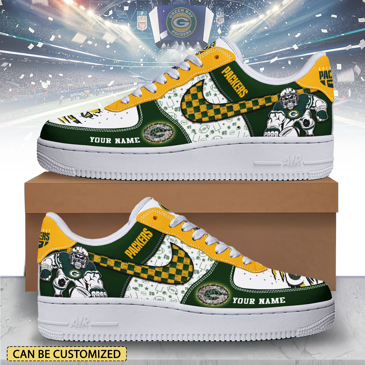 JWFancy Green Bay Packers Air Low-Top Sneakers Shoes For Men And Women