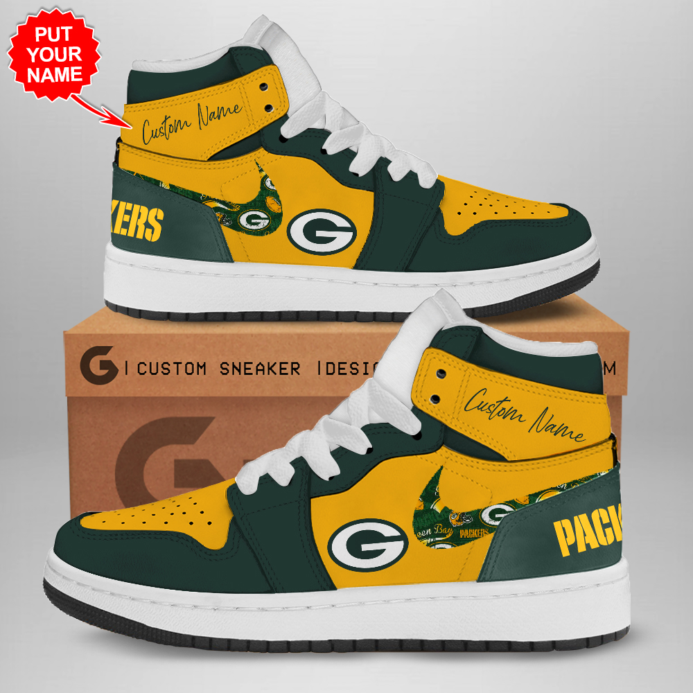 JWFancy Green Bay Packers AJ1 High Sneakers Shoes For Men And Women