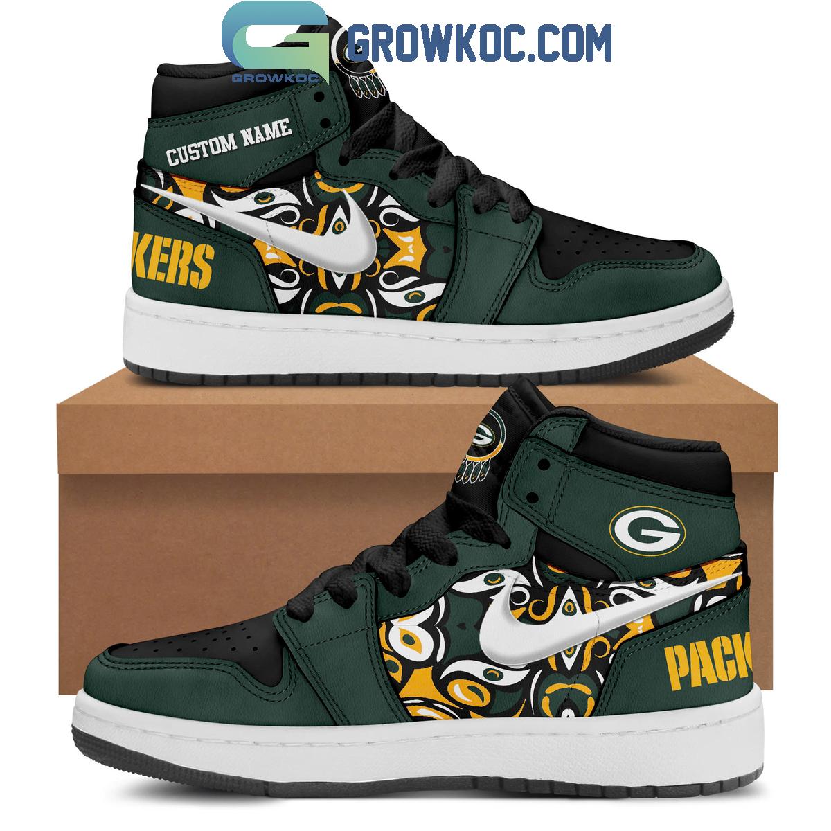 JWFancy Green Bay Packers AJ1 High Sneakers Shoes For Men And Women