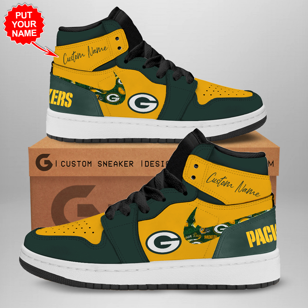 JWFancy Green Bay Packers AJ1 High Sneakers Shoes For Men And Women