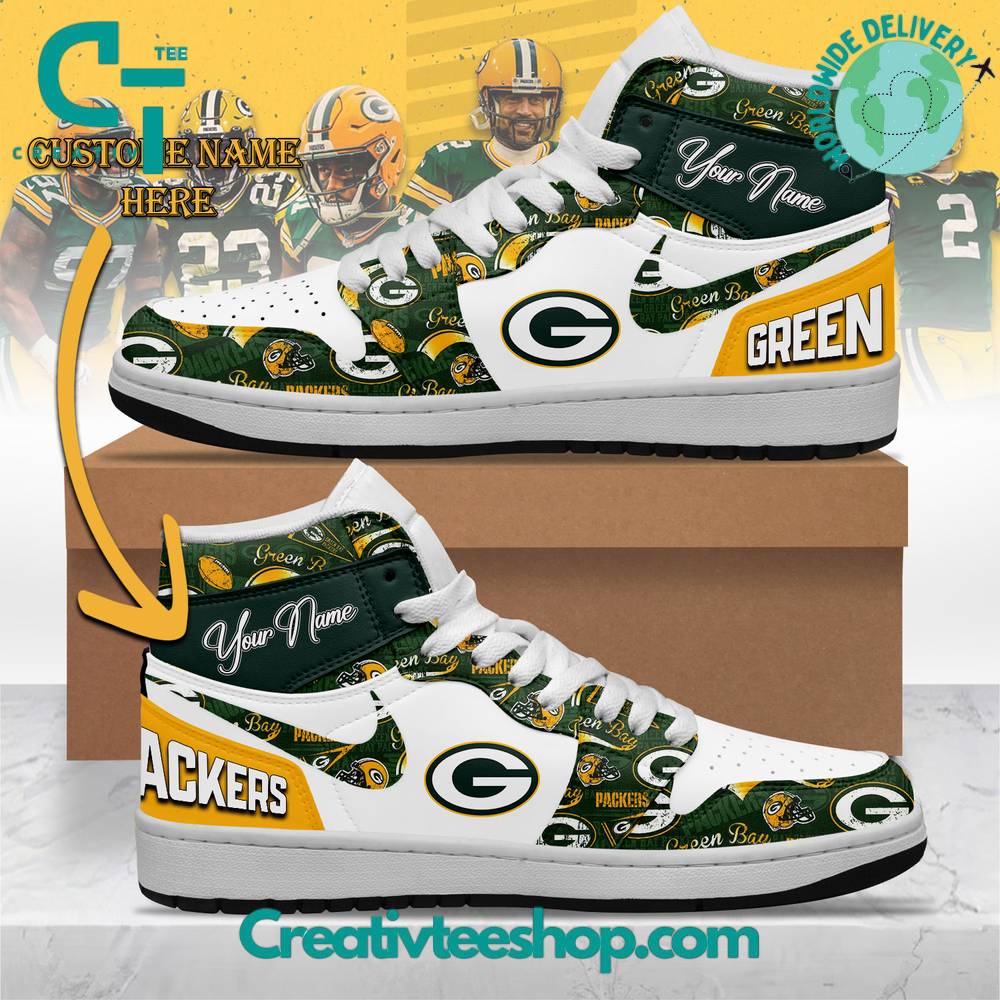 JWFancy Green Bay Packers AJ1 High Sneakers Shoes For Men And Women