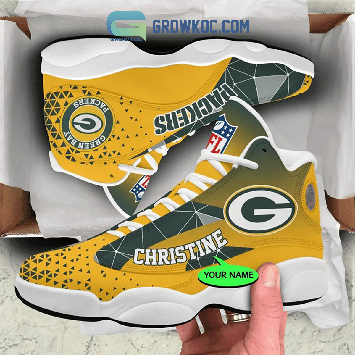 JWFancy Green Bay Packers AJ13 Sneakers Shoes For Men And Women