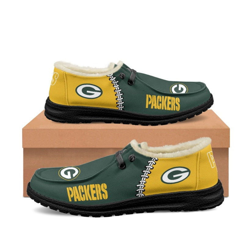 JWFancy Green Bay Packers Hey Dude Shoes Wally Men's Lace Up Loafers Comfortable For Men And Women