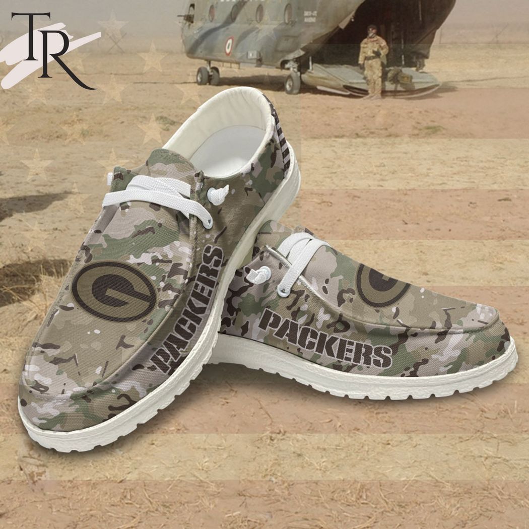 JWFancy Green Bay Packers Hey Dude Shoes Wally Men's Lace Up Loafers Comfortable For Men And Women