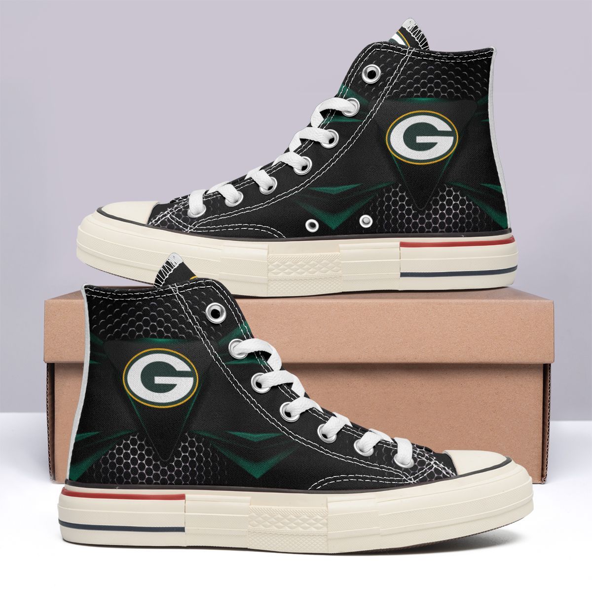 JWFancy Green Bay Packers High Top Canvas Sneakers Shoes For Men And Women
