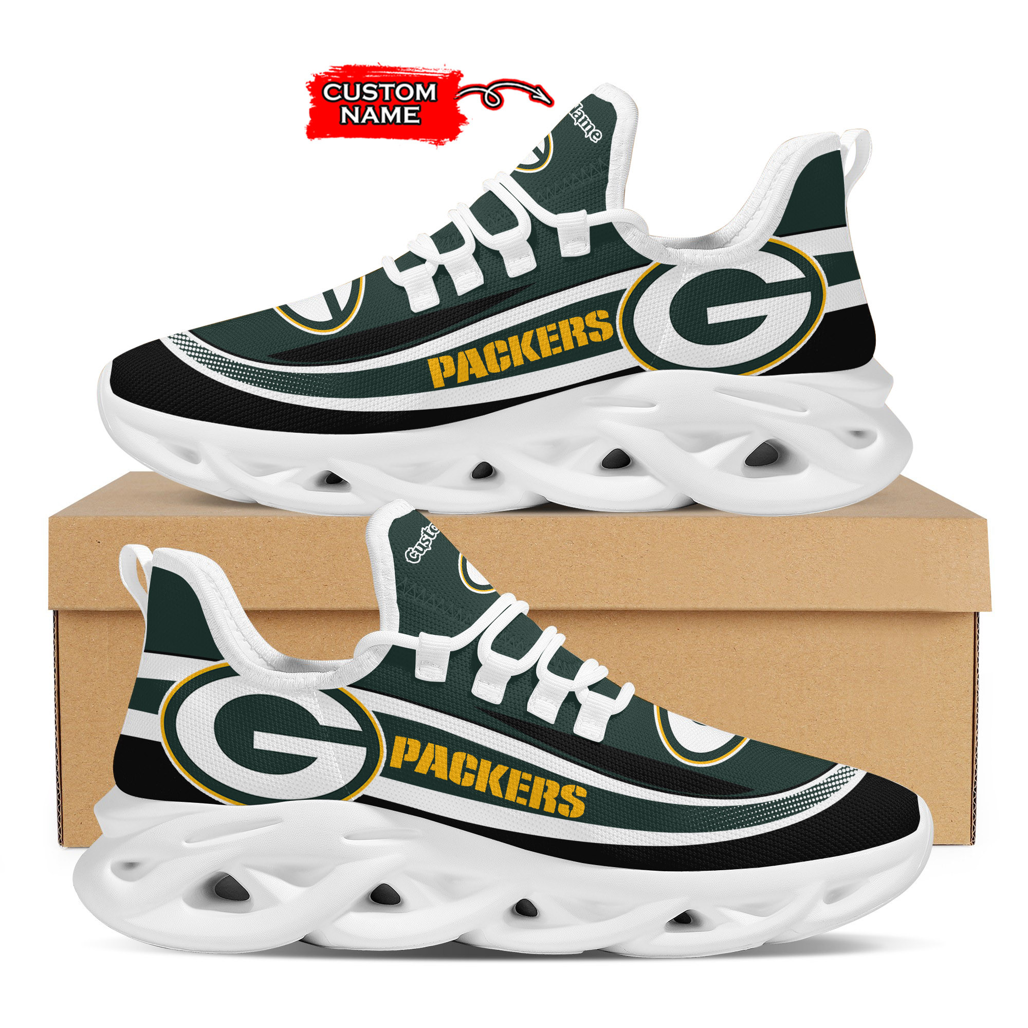 JWFancy Green Bay Packers Max Soul Shoes Sneakers For Men And Women