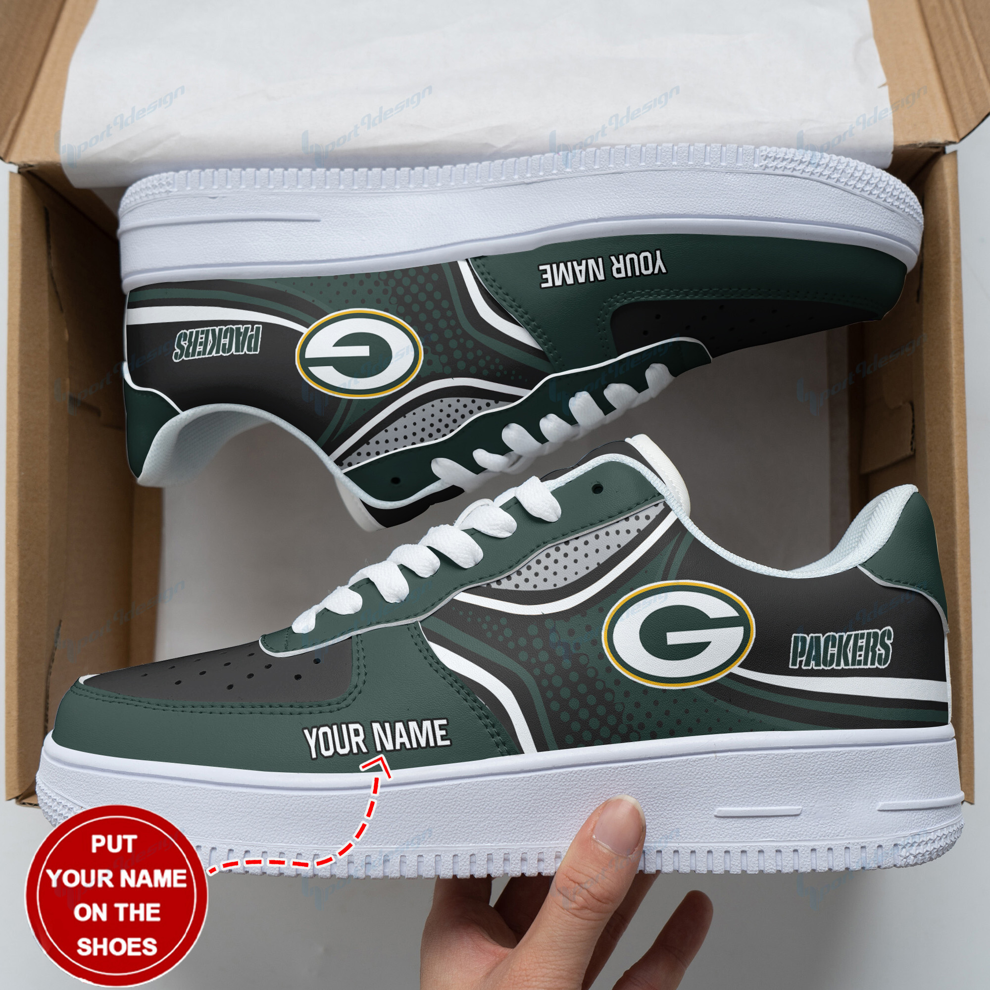 JWFancy Green Bay Packers NFL Air Low-Top Sneakers Shoes For Men And Women