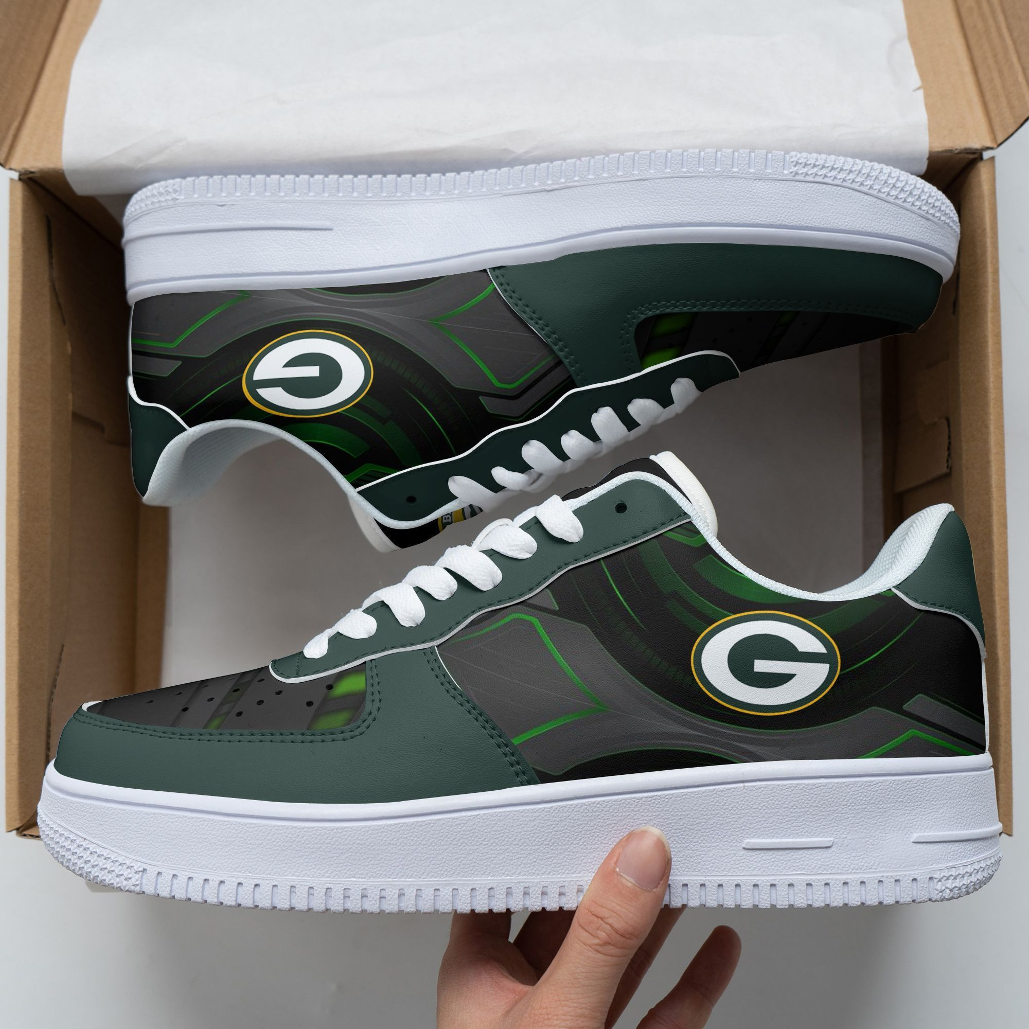 JWFancy Green Bay Packers NFL Air Low-Top Sneakers Shoes For Men And Women