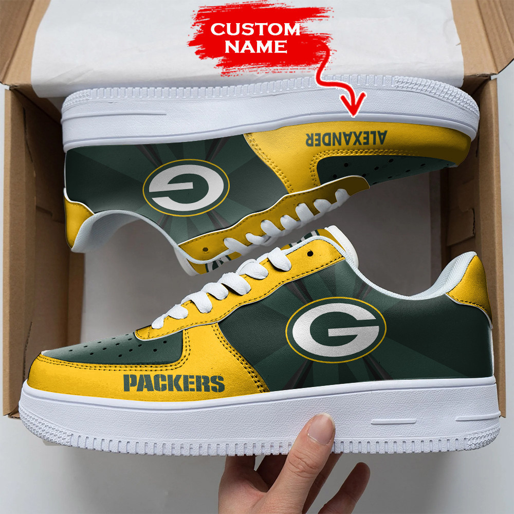 JWFancy Green Bay Packers NFL Air Low-Top Sneakers Shoes For Men And Women