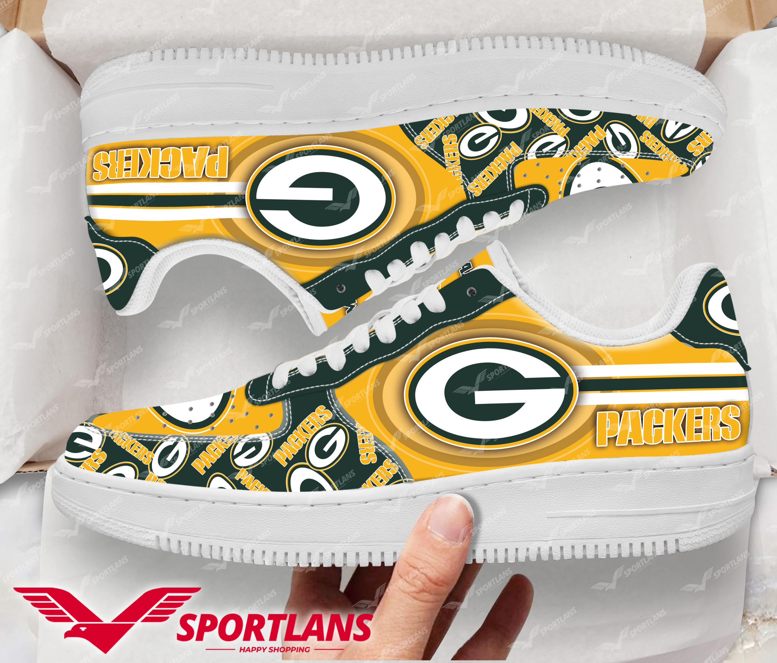 JWFancy Green Bay Packers NFL Air Low-Top Sneakers Shoes For Men And Women