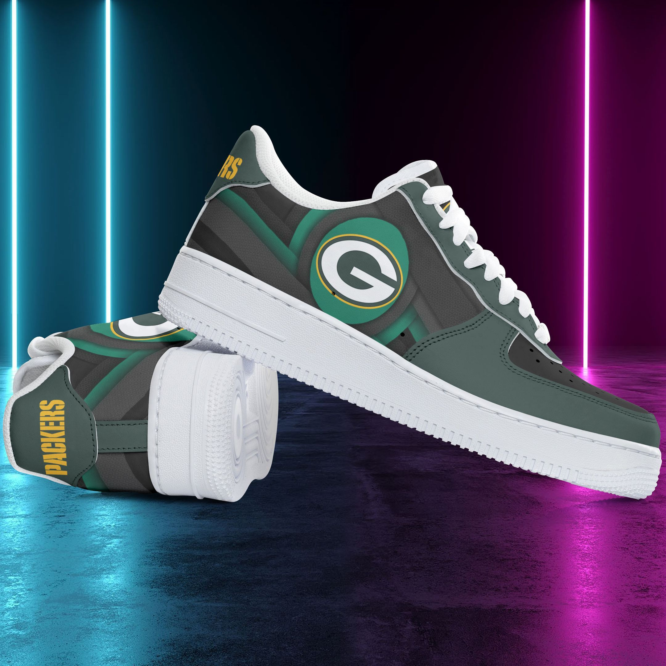 JWFancy Green Bay Packers NFL Air Low-Top Sneakers Shoes For Men And Women