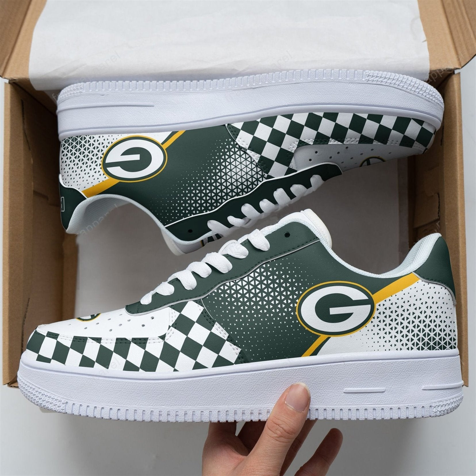 JWFancy Green Bay Packers NFL Air Low-Top Sneakers Shoes For Men And Women