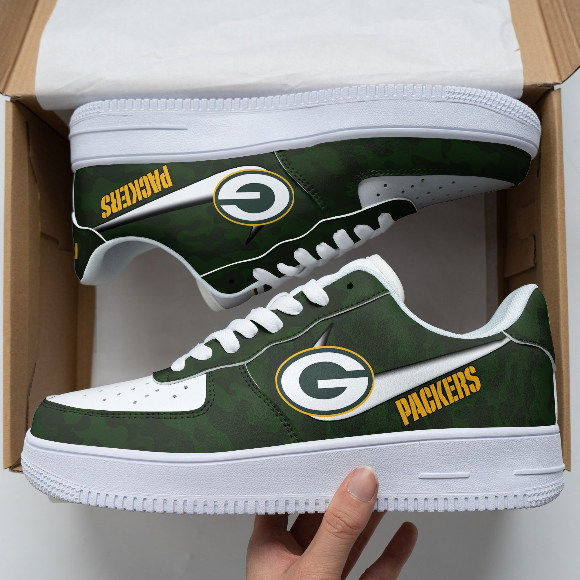 JWFancy Green Bay Packers NFL Air Low-Top Sneakers Shoes For Men And Women