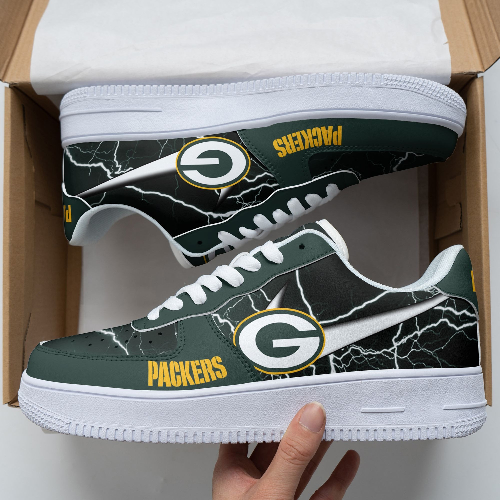 JWFancy Green Bay Packers NFL Air Low-Top Sneakers Shoes For Men And Women