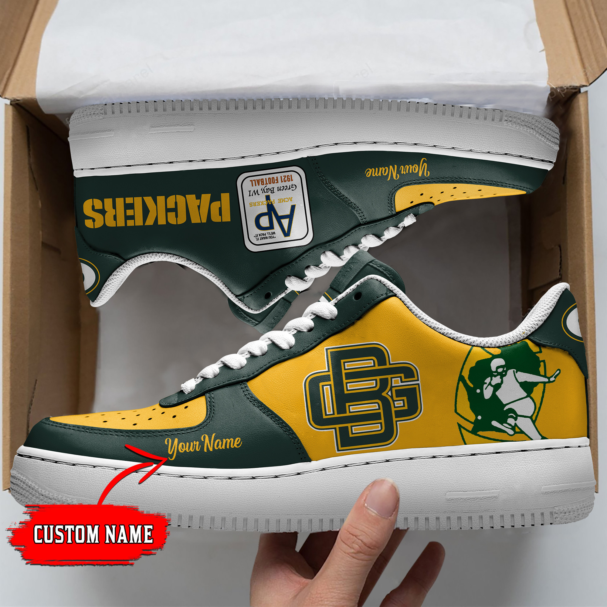 JWFancy Green Bay Packers NFL Air Low-Top Sneakers Shoes For Men And Women