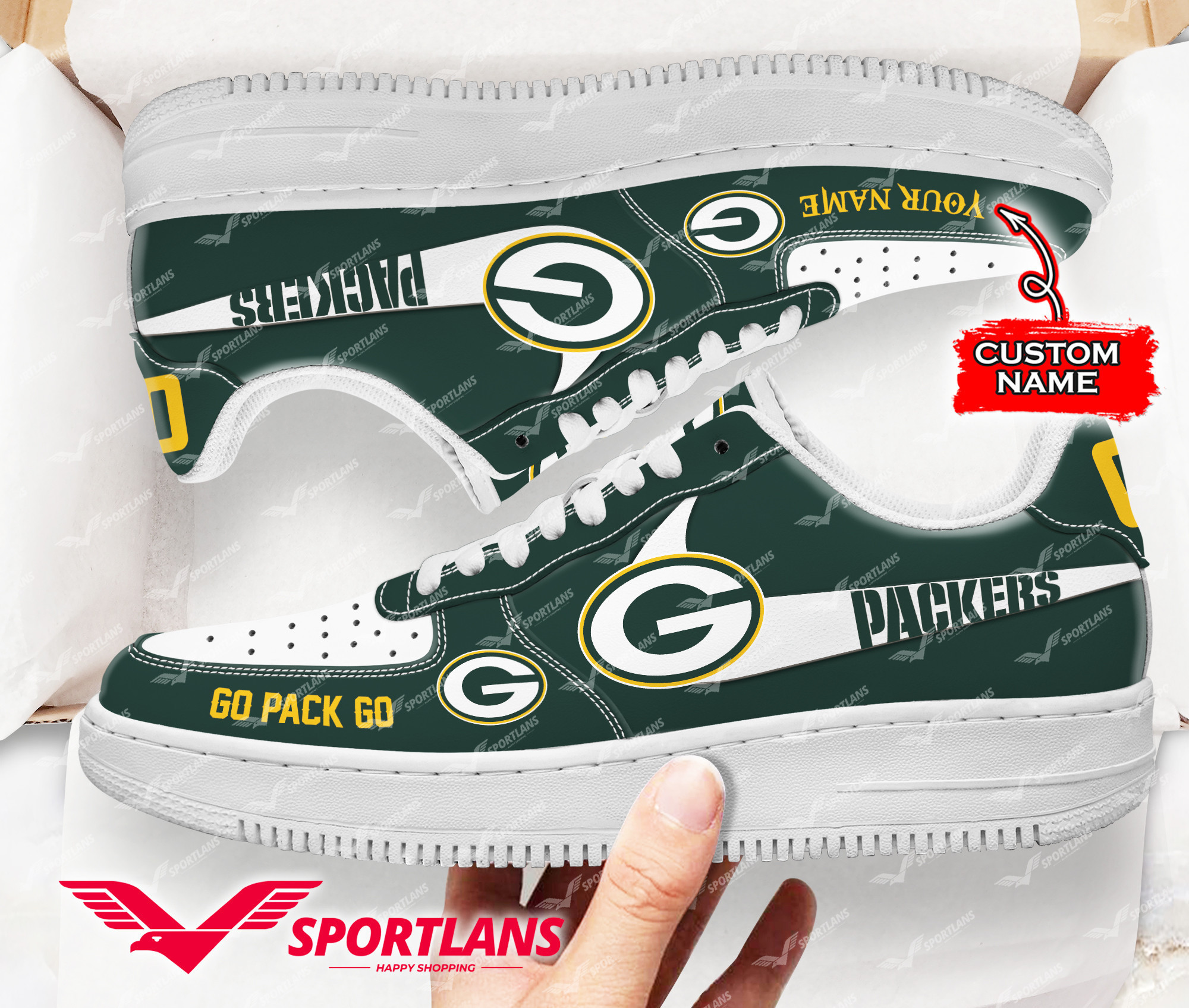 JWFancy Green Bay Packers NFL Air Low-Top Sneakers Shoes For Men And Women