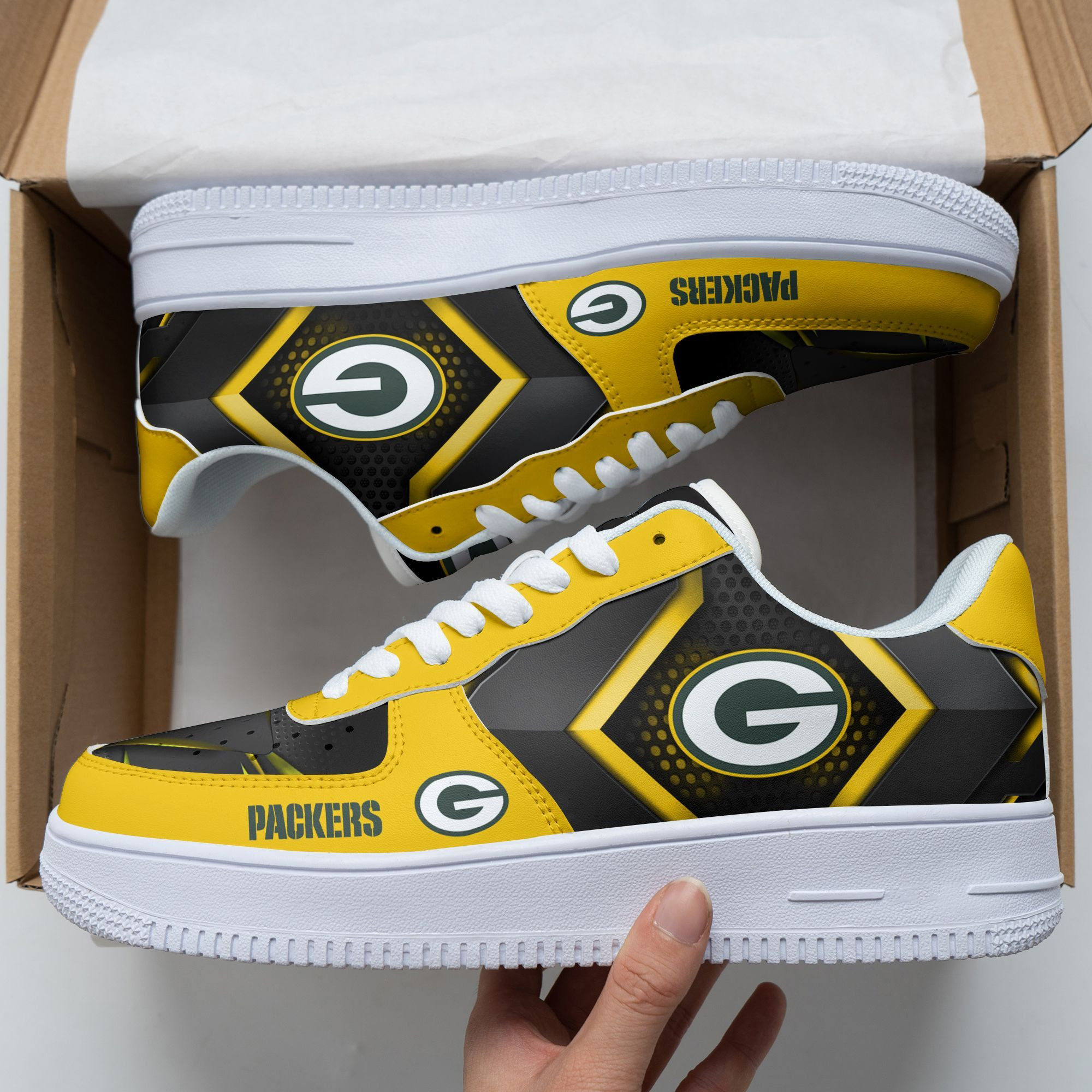 JWFancy Green Bay Packers NFL Air Low-Top Sneakers Shoes For Men And Women