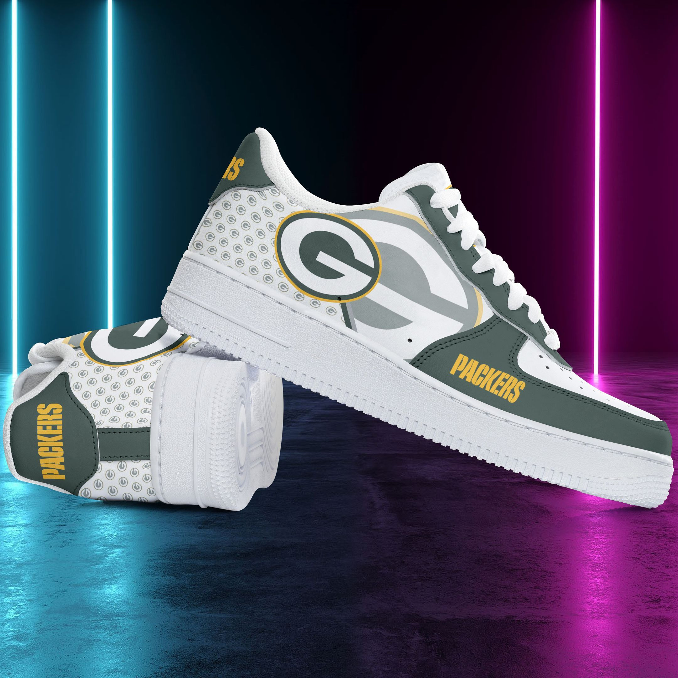 JWFancy Green Bay Packers NFL Air Low-Top Sneakers Shoes For Men And Women
