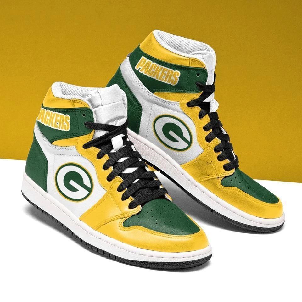 JWFancy Green Bay Packers NFL AJ1 High Sneakers Shoes For Men And Women