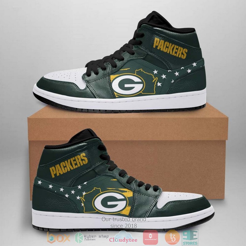 JWFancy Green Bay Packers NFL AJ1 High Sneakers Shoes For Men And Women