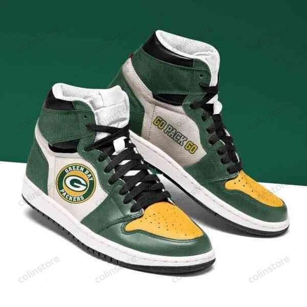 JWFancy Green Bay Packers NFL AJ1 High Sneakers Shoes For Men And Women