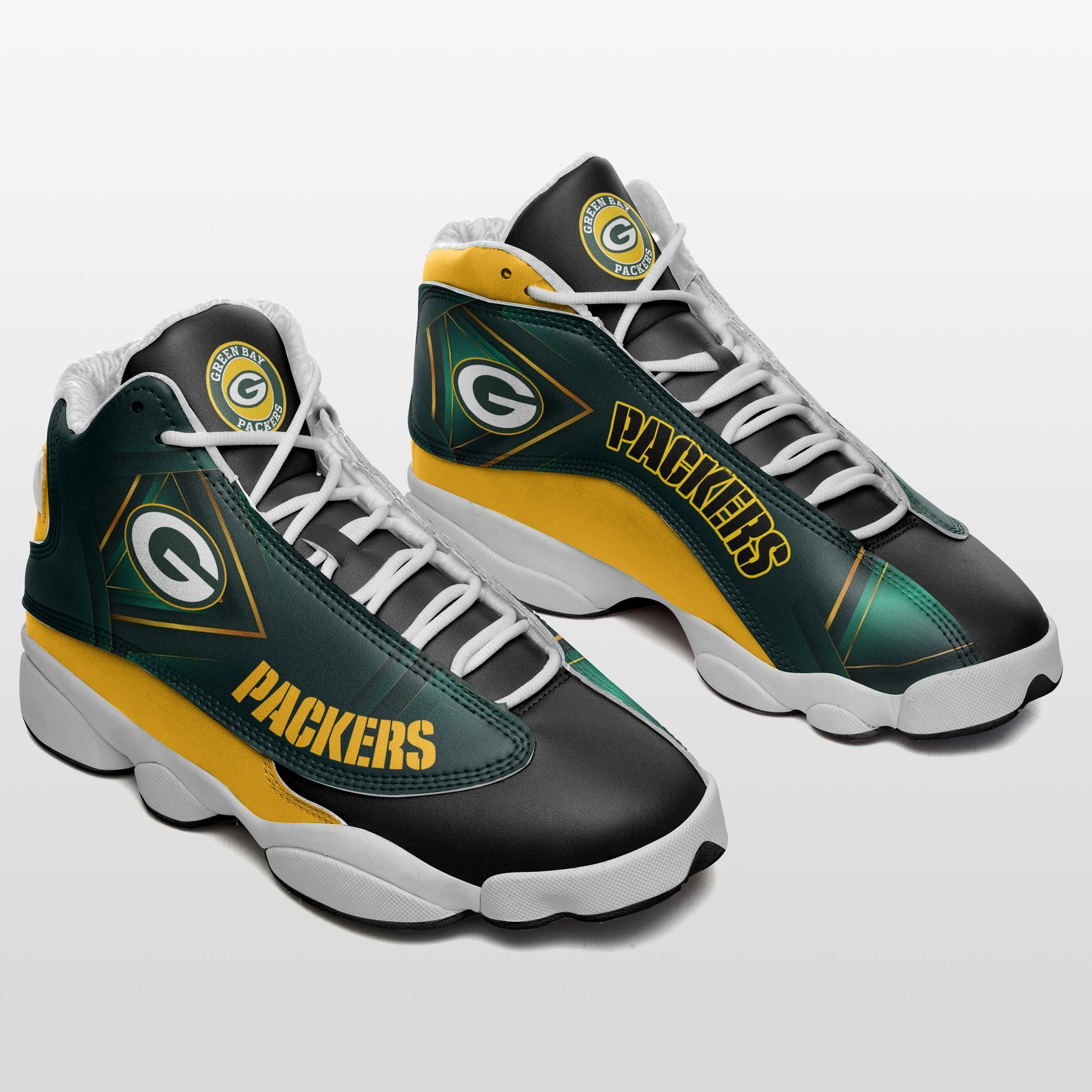 JWFancy Green Bay Packers NFL AJ13 Sneakers Shoes For Men And Women