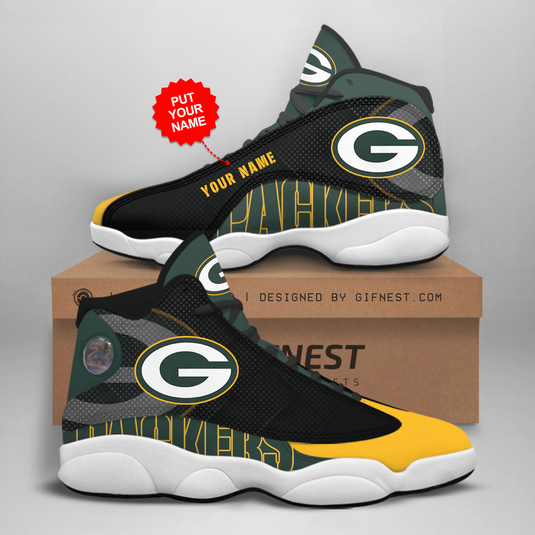 JWFancy Green Bay Packers NFL AJ13 Sneakers Shoes For Men And Women