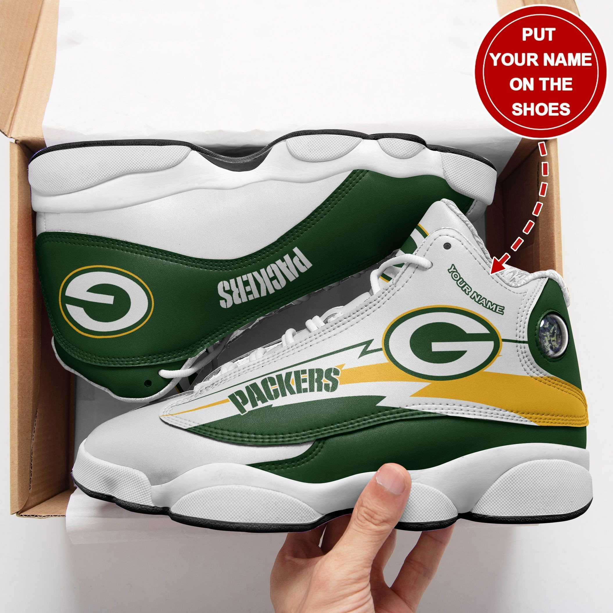 JWFancy Green Bay Packers NFL AJ13 Sneakers Shoes For Men And Women