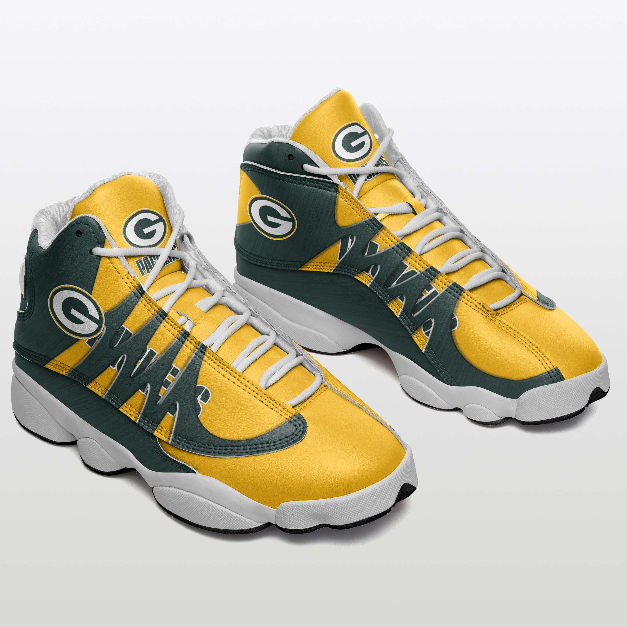 JWFancy Green Bay Packers NFL AJ13 Sneakers Shoes For Men And Women