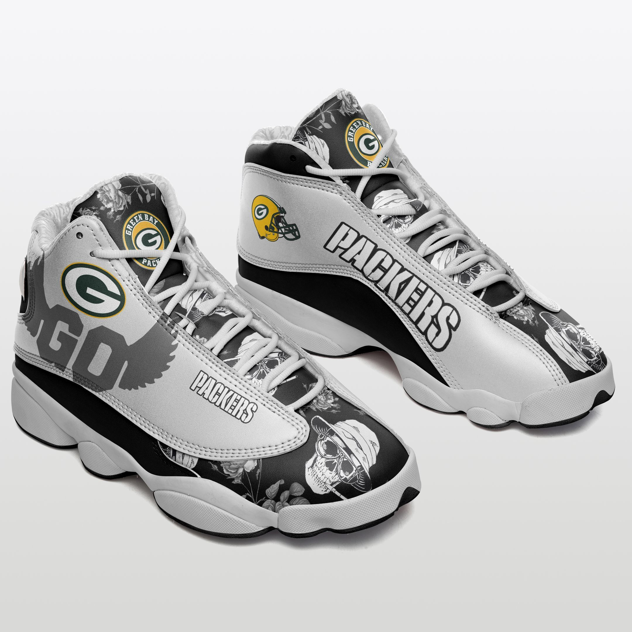 JWFancy Green Bay Packers NFL AJ13 Sneakers Shoes For Men And Women