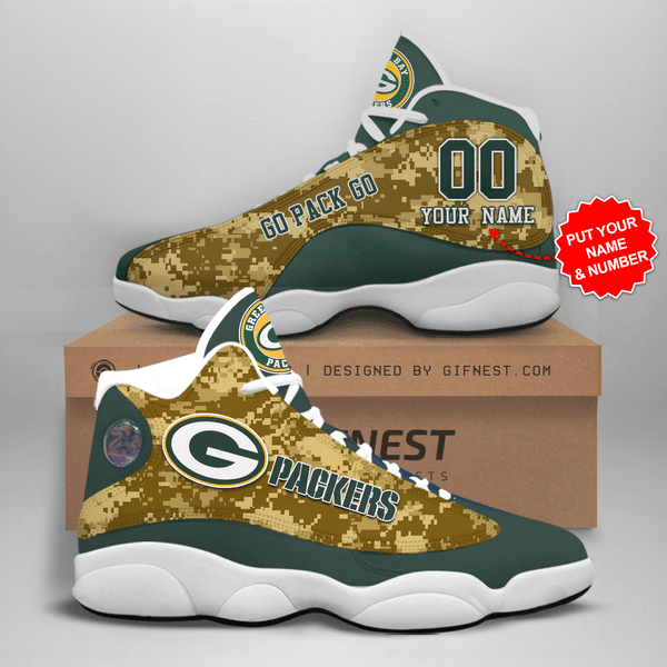 JWFancy Green Bay Packers NFL AJ13 Sneakers Shoes For Men And Women