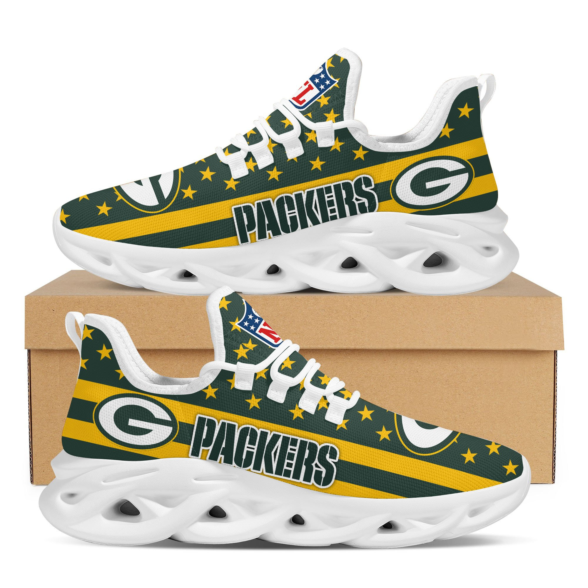 JWFancy Green Bay Packers NFL Max Soul Shoes Sneakers For Men And Women