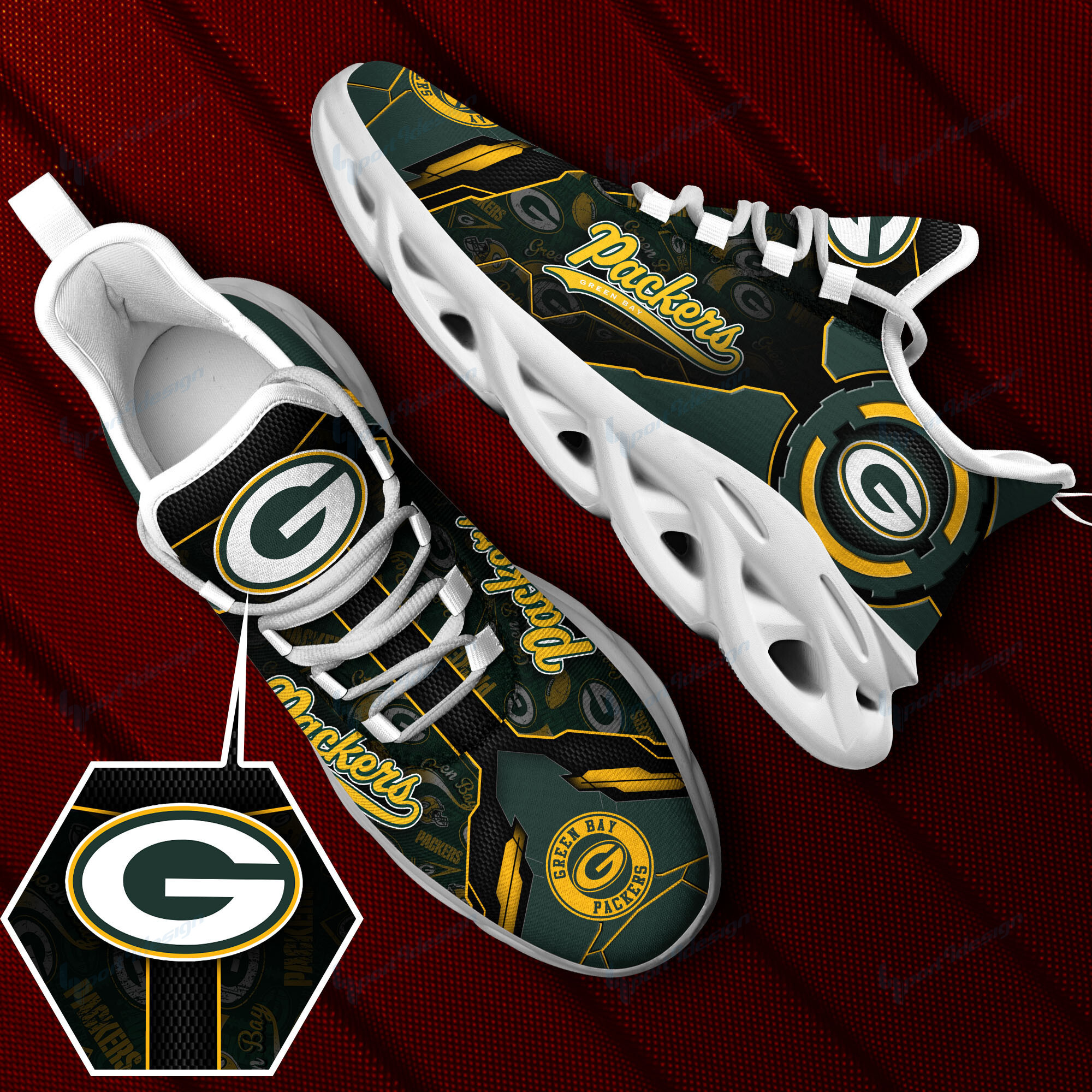 JWFancy Green Bay Packers NFL Max Soul Shoes Sneakers For Men And Women