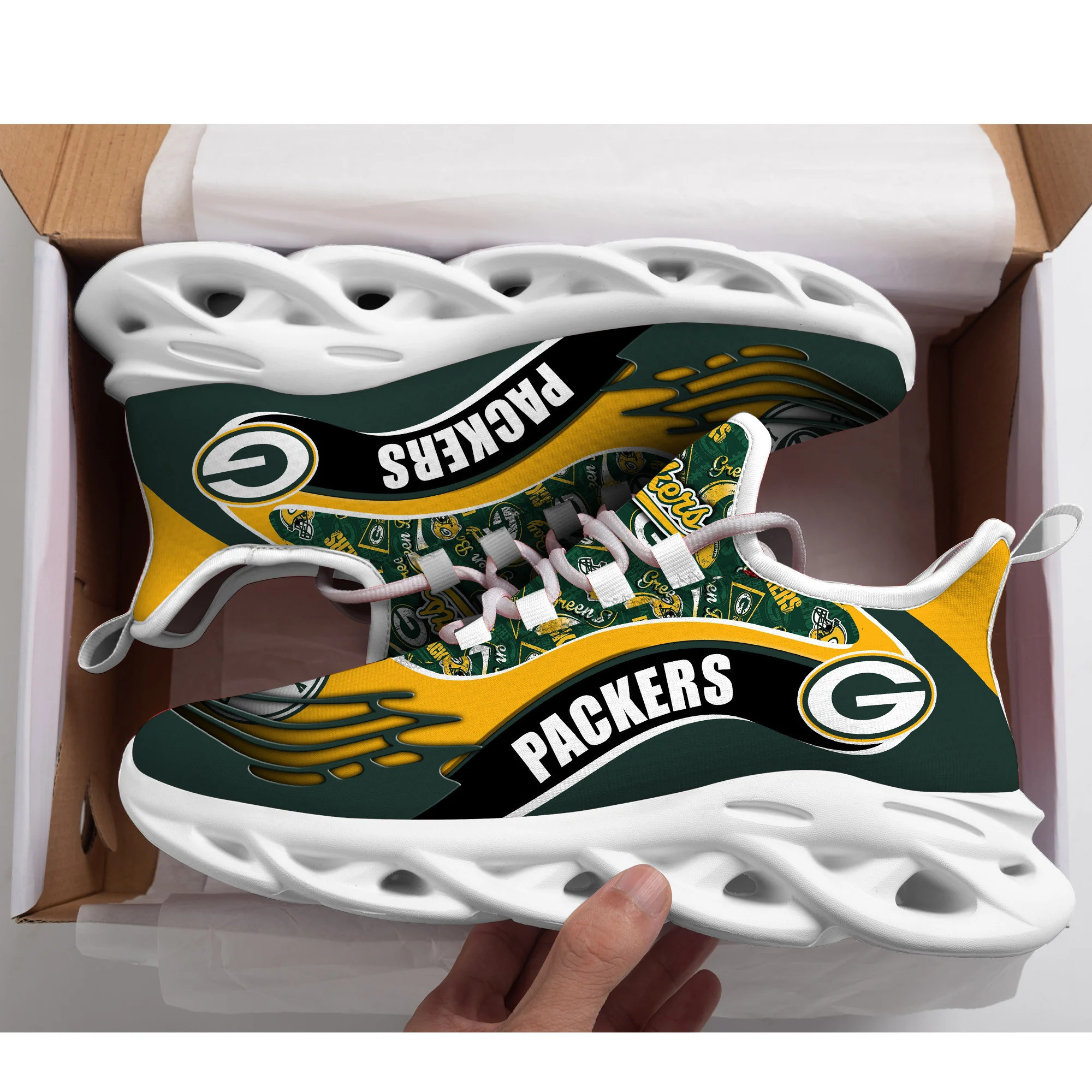 JWFancy Green Bay Packers NFL Max Soul Shoes Sneakers For Men And Women