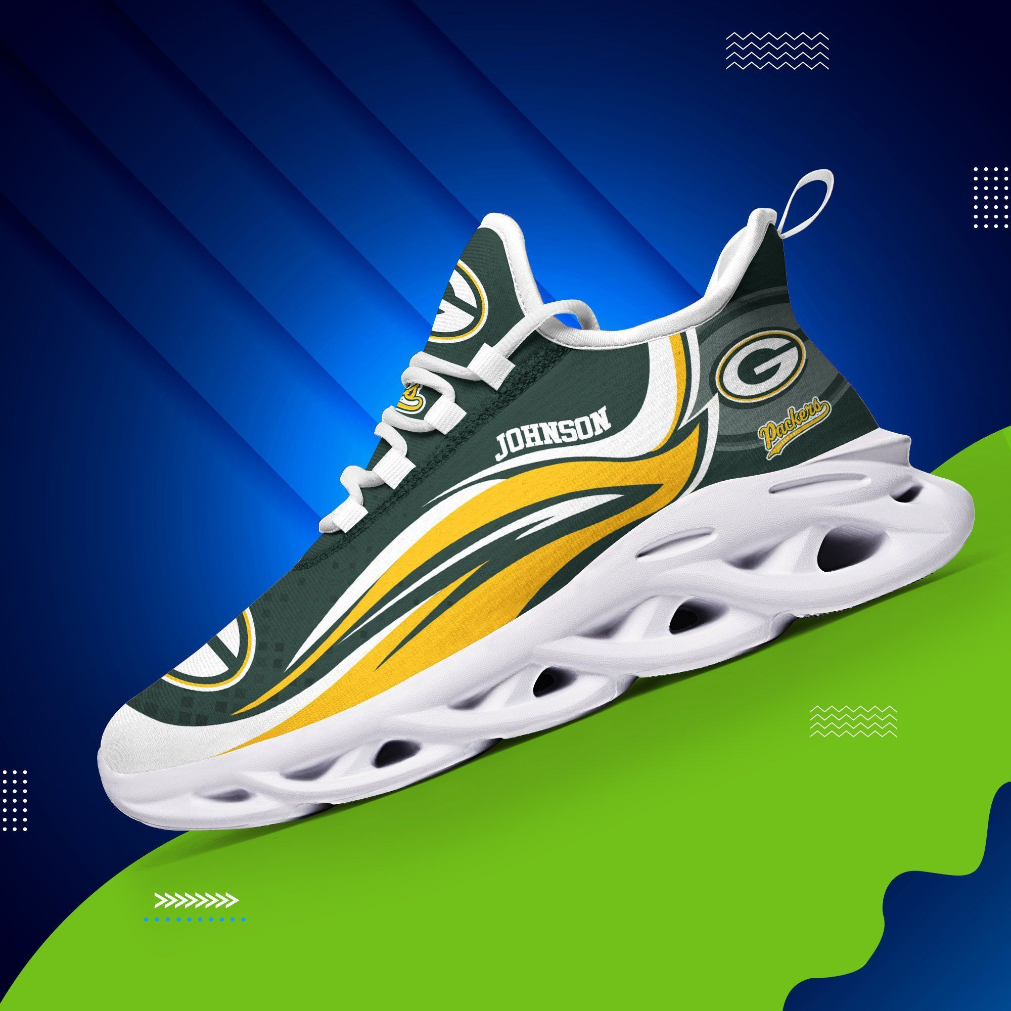 JWFancy Green Bay Packers NFL Max Soul Shoes Sneakers For Men And Women