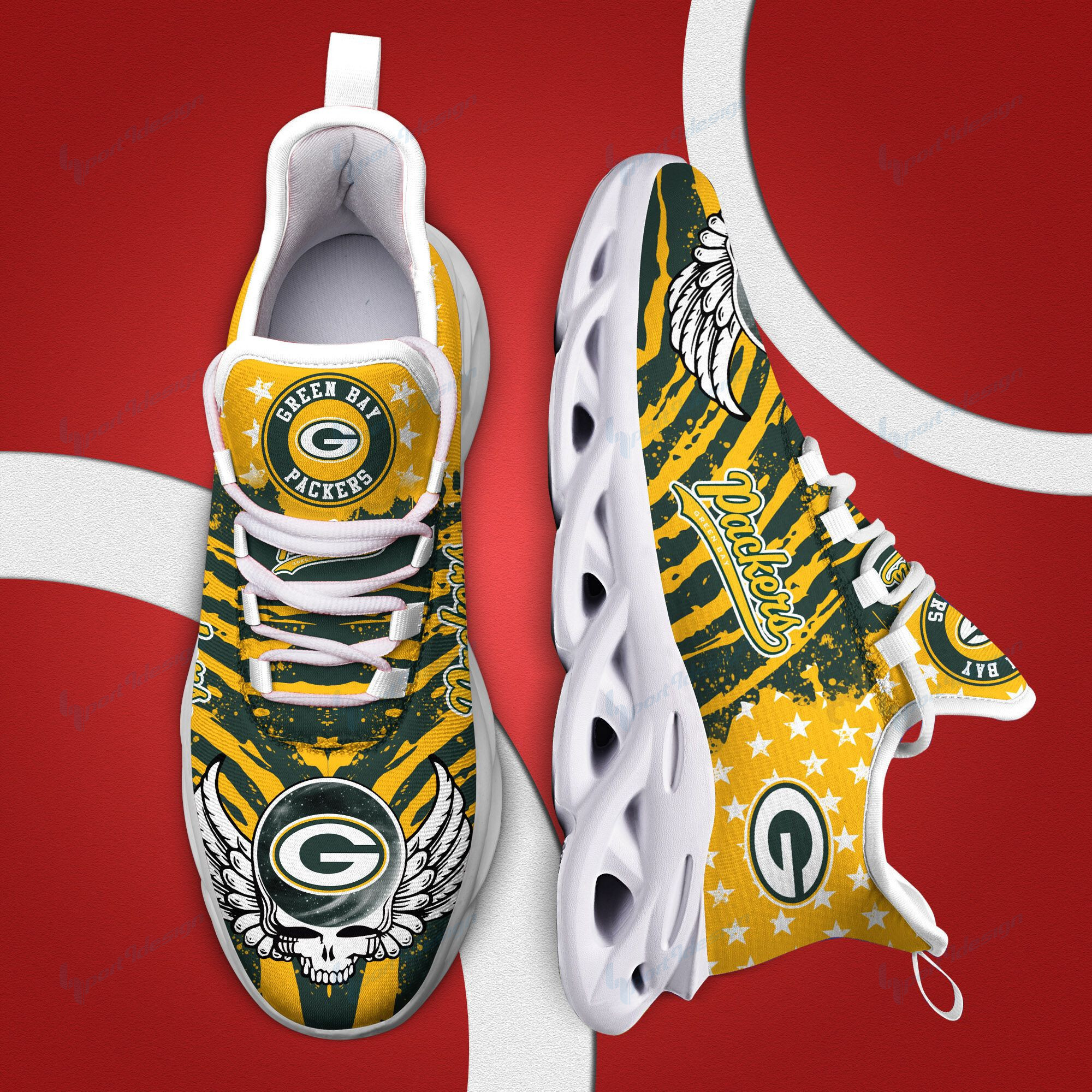 JWFancy Green Bay Packers NFL Max Soul Shoes Sneakers For Men And Women