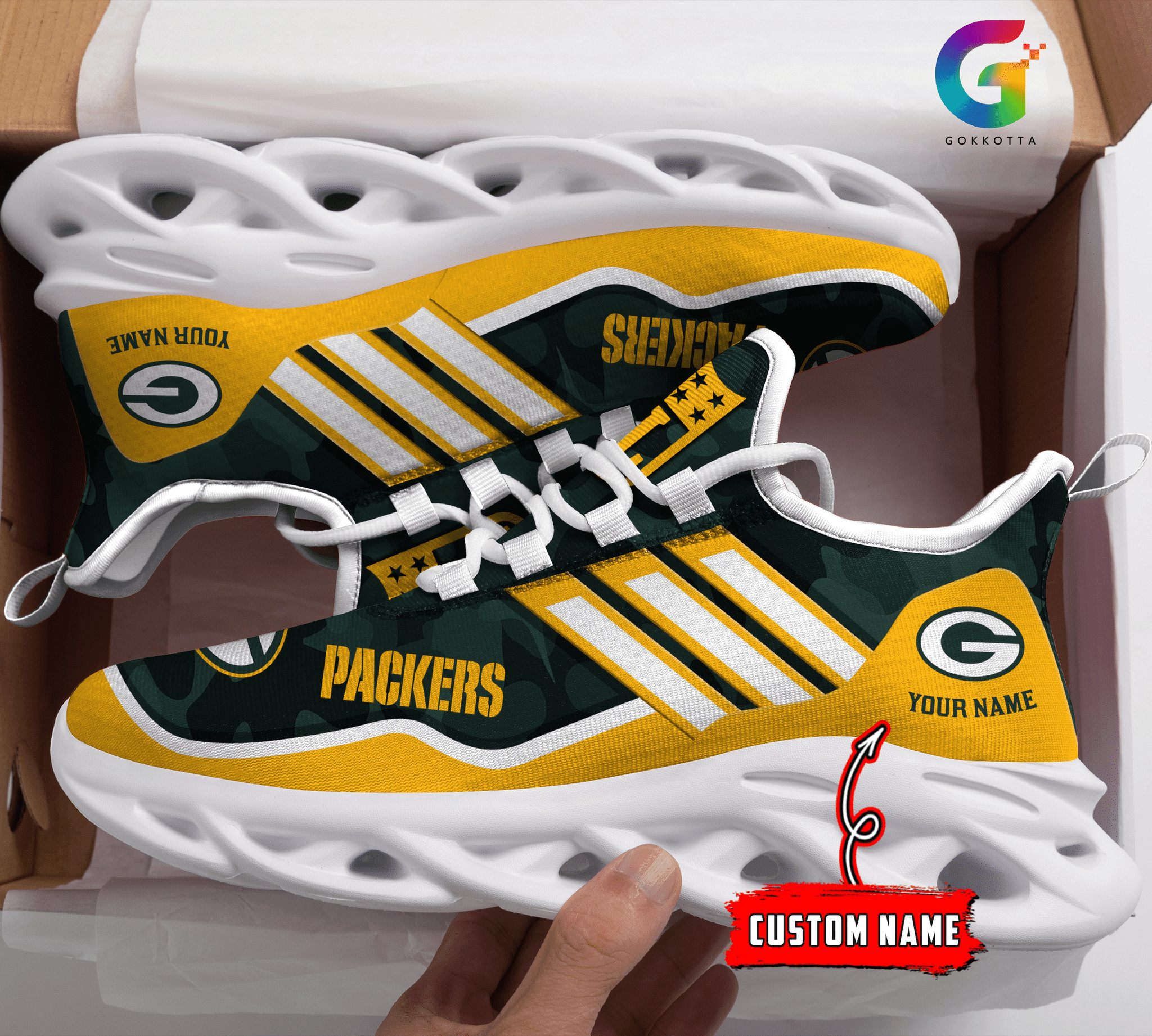 JWFancy Green Bay Packers NFL Max Soul Shoes Sneakers For Men And Women