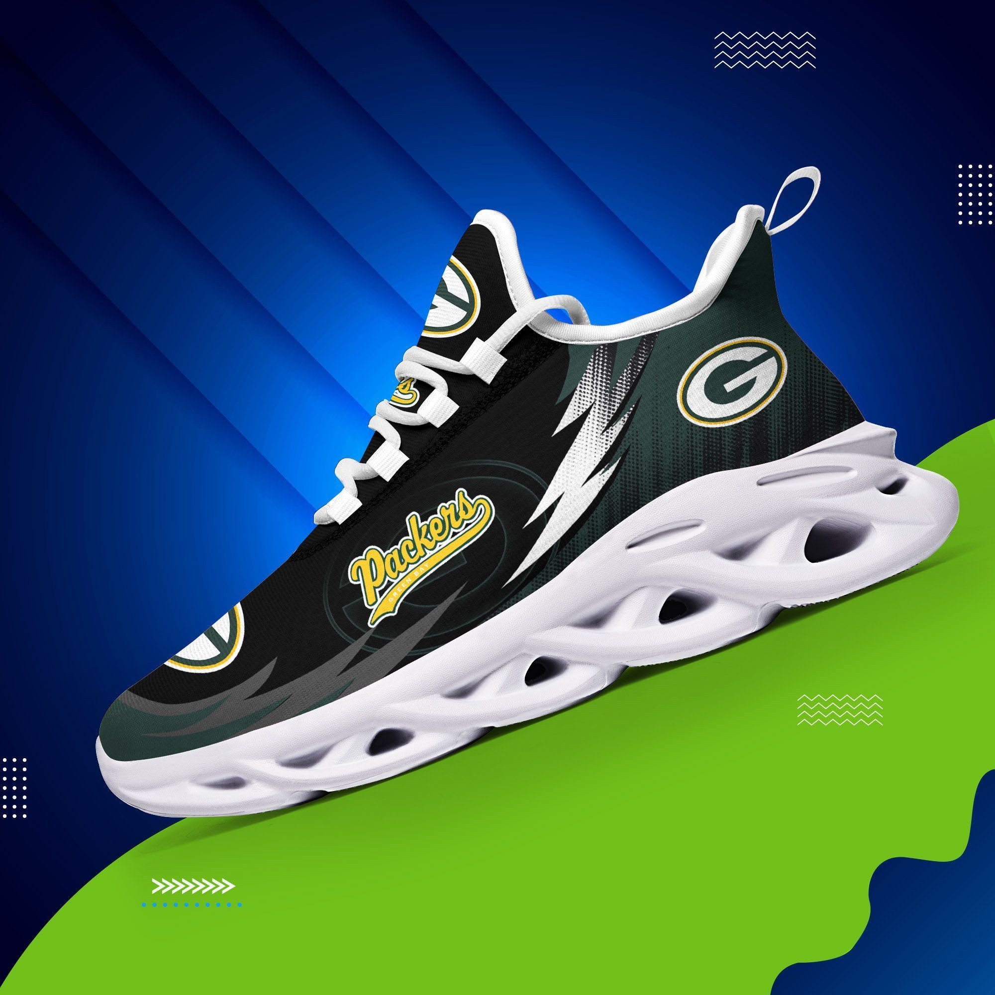 JWFancy Green Bay Packers NFL Max Soul Shoes Sneakers For Men And Women