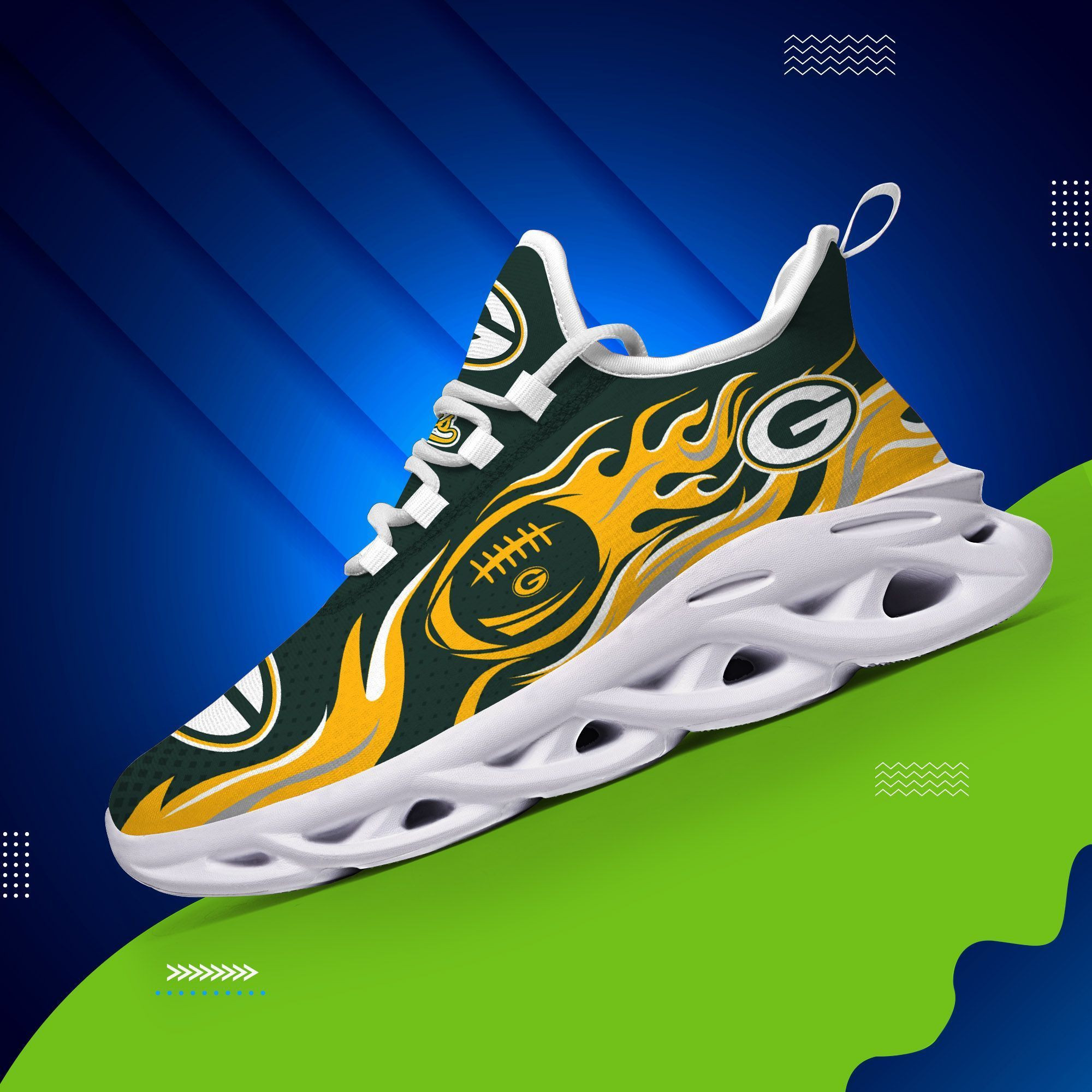 JWFancy Green Bay Packers NFL Max Soul Shoes Sneakers For Men And Women